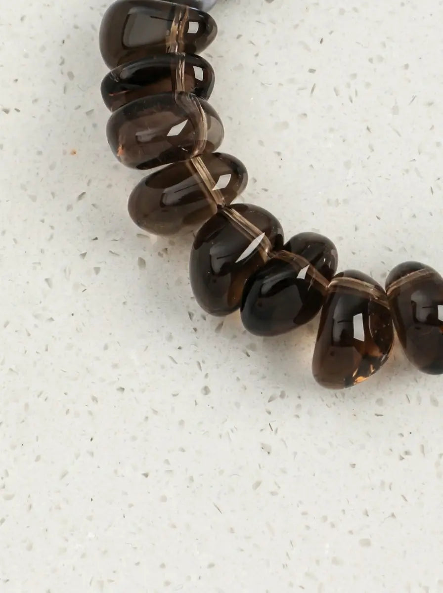 "Snow Stillness" Smoky Quartz & Pearl Bracelet
