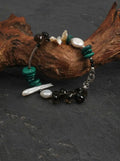 "Ink Shadow" Smoky Quartz & Malachite Pearl Bracelet