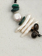 "Ink Shadow" Smoky Quartz & Malachite Pearl Bracelet