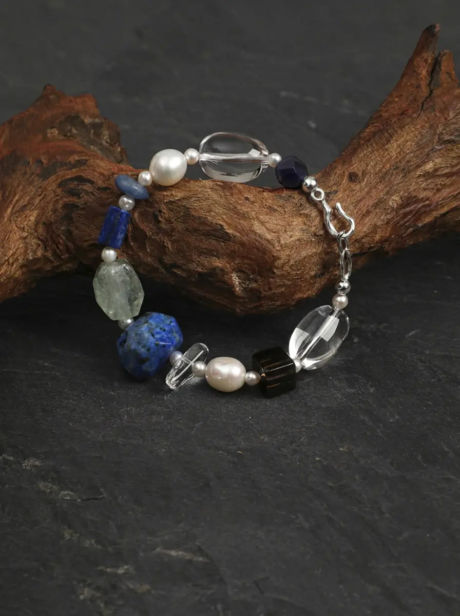 "Lunar Blue Blessing" Lapis Lazuli & Pearl Bracelet