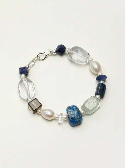 "Lunar Blue Blessing" Lapis Lazuli & Pearl Bracelet