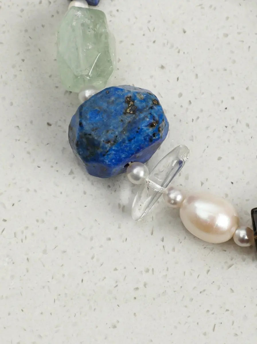 "Lunar Blue Blessing" Lapis Lazuli & Pearl Bracelet