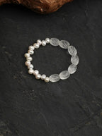 "Whirling Ripple" Clear Quartz & Pearl Bracelet