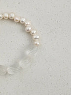 "Whirling Ripple" Clear Quartz & Pearl Bracelet