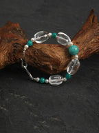 "Moon-Kissed Azure" Amazonite & Clear Quartz Bracelet