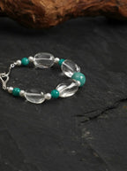 "Moon-Kissed Azure" Amazonite & Clear Quartz Bracelet
