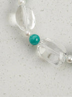 "Moon-Kissed Azure" Amazonite & Clear Quartz Bracelet