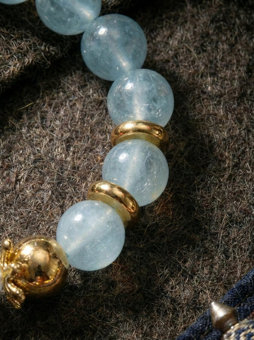 Blue Sea Tide · Aquamarine & Clear Crystal Bracelet