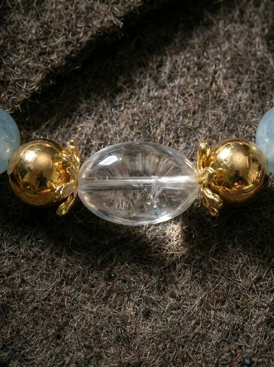 Blue Sea Tide · Aquamarine & Clear Crystal Bracelet