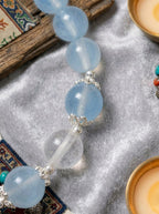 Ice Crystal Snow Moon · Aquamarine & Moonstone Bracelet