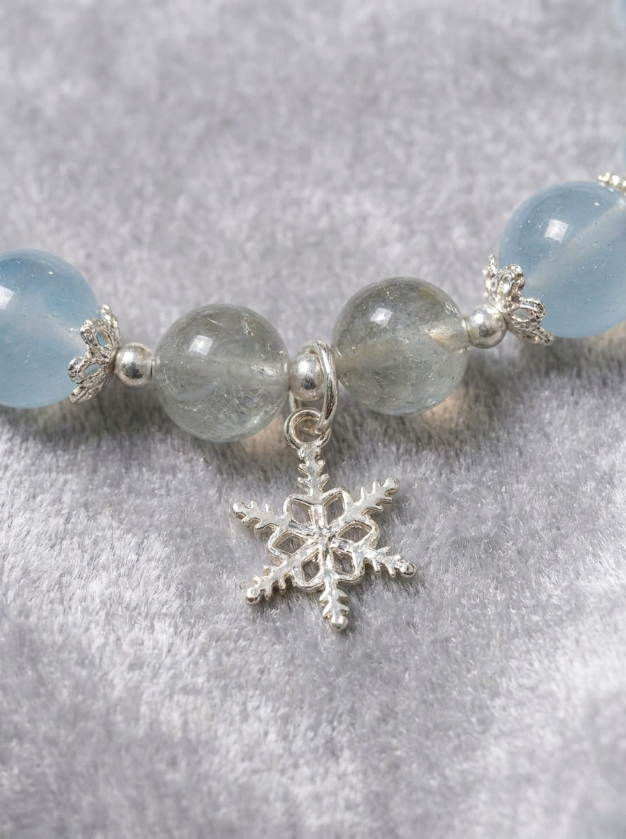 Ice Crystal Snow Moon · Aquamarine & Moonstone Bracelet