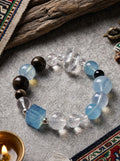 「Blue Island Secret Realm」 Aquamarine & White Crystal Bracelet