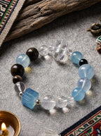 「Blue Island Secret Realm」 Aquamarine & White Crystal Bracelet