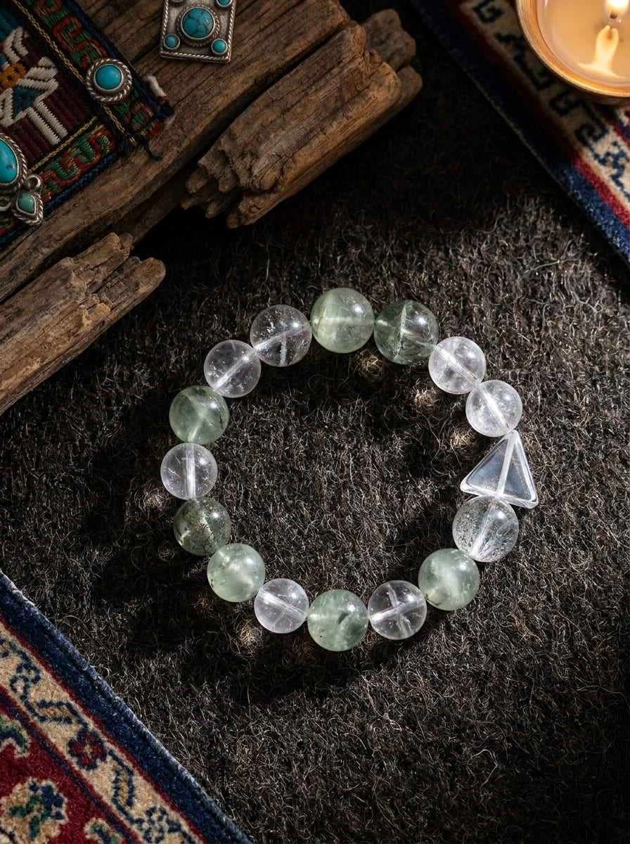 Five Blessings Generate Wood · Green Crystal Multi-Gem Bracelet