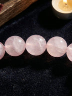 「Lotus Heart and Peach Charm」Rose Quartz Bracelet