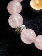 「Lotus Heart and Peach Charm」Rose Quartz Bracelet