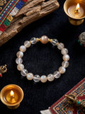 Sunset Golden Mountain · Moonstone & Clear Crystal Bracelet
