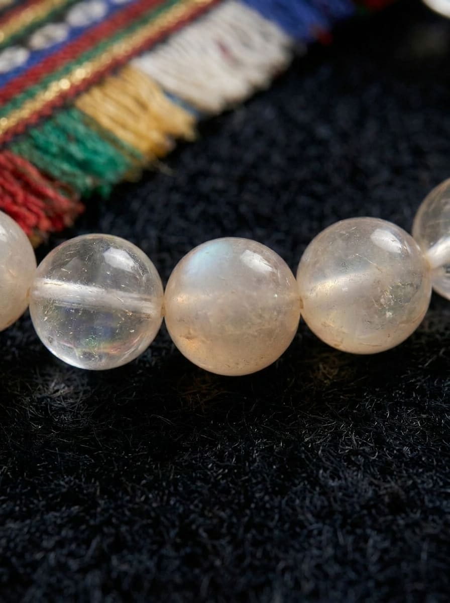 Sunset Golden Mountain · Moonstone & Clear Crystal Bracelet