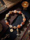Warm Jade Fortune · Rose Quartz, Green Rutilated & Citrine Bracelet