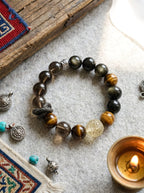 Spiritual Snake Fortune Guard · Tiger's Eye, Tea Crystal & Citrine Bracelet