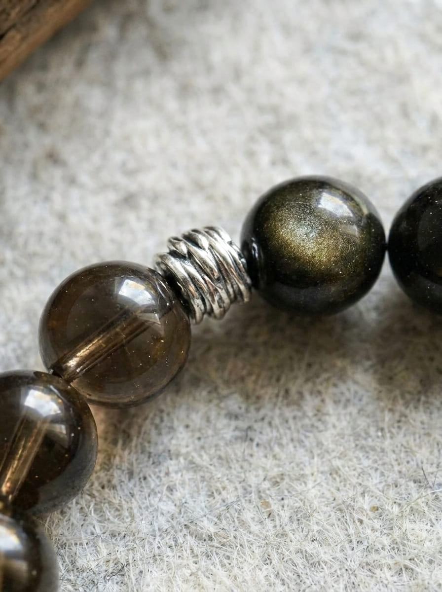 Spiritual Snake Fortune Guard · Tiger's Eye, Tea Crystal & Citrine Bracelet