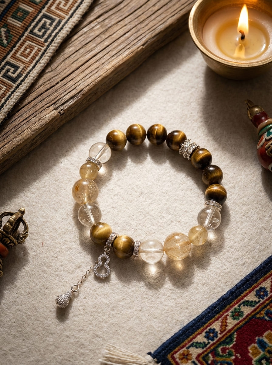 「Snowy Land Golden Tiger」 Tiger's Eye & Citrine Bracelet