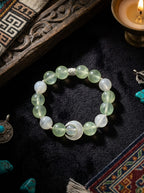 Holy Lake Green Moon · Moonstone and Prehnite Bracelet