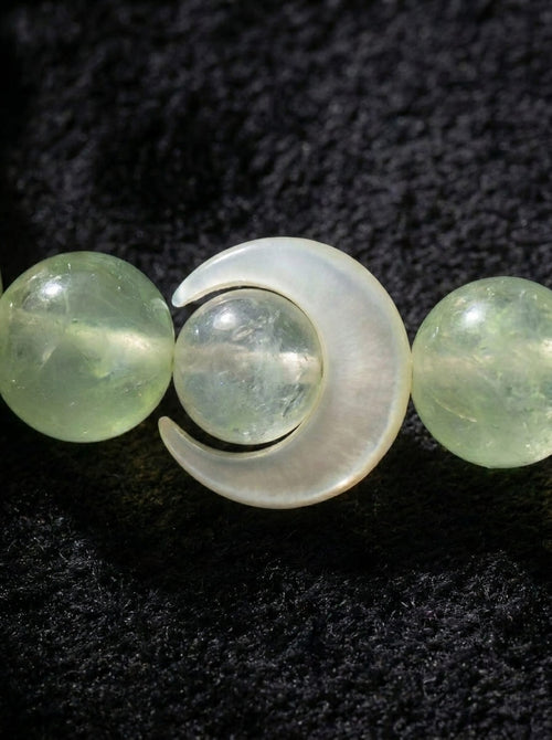 Holy Lake Green Moon · Moonstone and Prehnite Bracelet