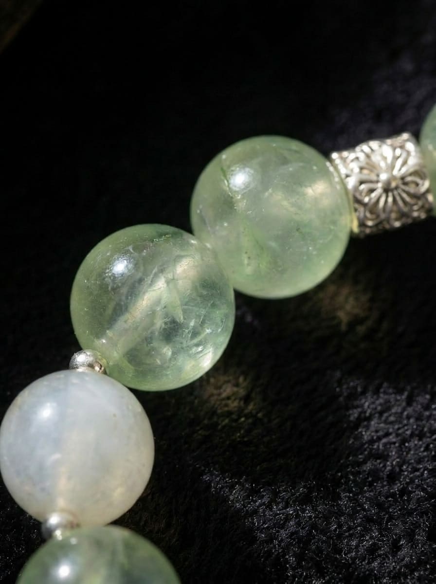 Holy Lake Green Moon · Moonstone and Prehnite Bracelet