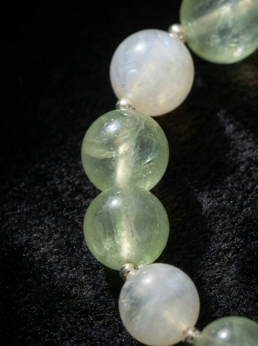 Holy Lake Green Moon · Moonstone and Prehnite Bracelet
