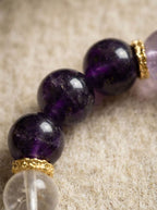 「Purple Realm Lotus Heart」 Amethyst & Clear Crystal Bracelet