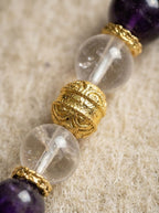 「Purple Realm Lotus Heart」 Amethyst & Clear Crystal Bracelet