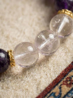 「Purple Realm Lotus Heart」 Amethyst & Clear Crystal Bracelet