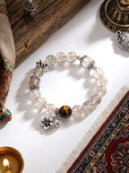 「Purple Luck and Emerald Vitality」 Amethyst & Green Phantom Crystal Bracelet