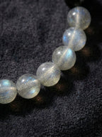 Misty Moonlight · Moonstone and Silver Obsidian Bracelet