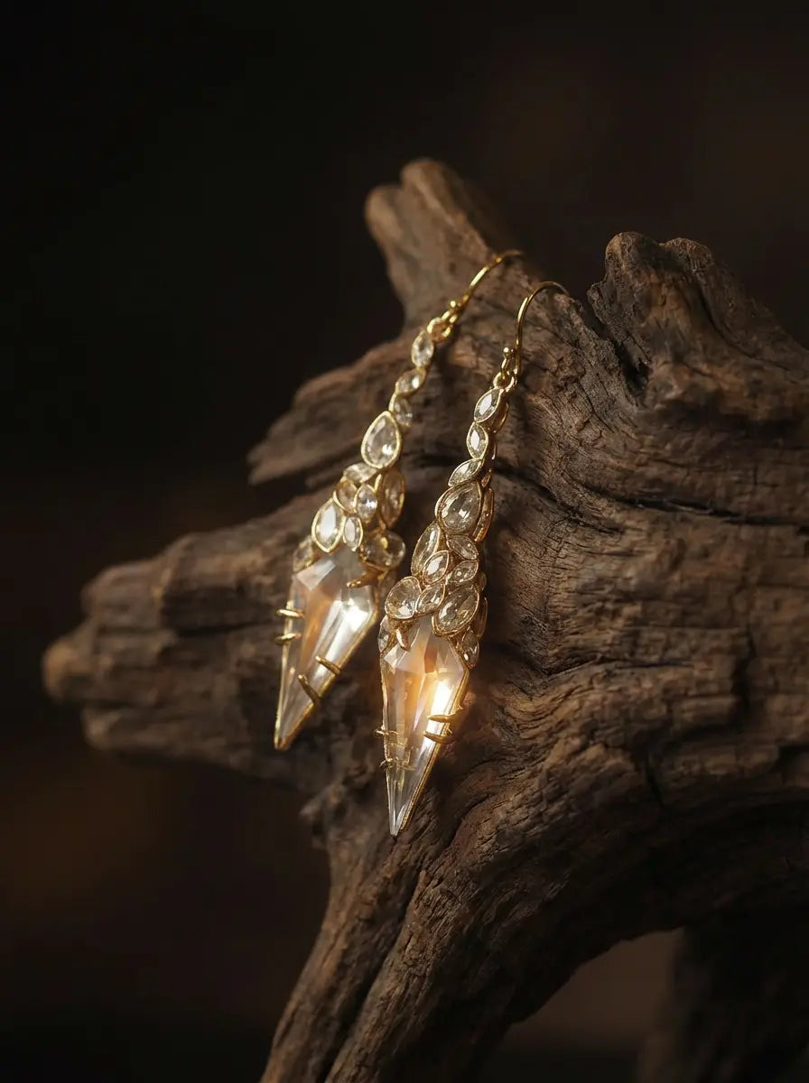 「Vintage Classic」Designer-Style White Crystal Earrings