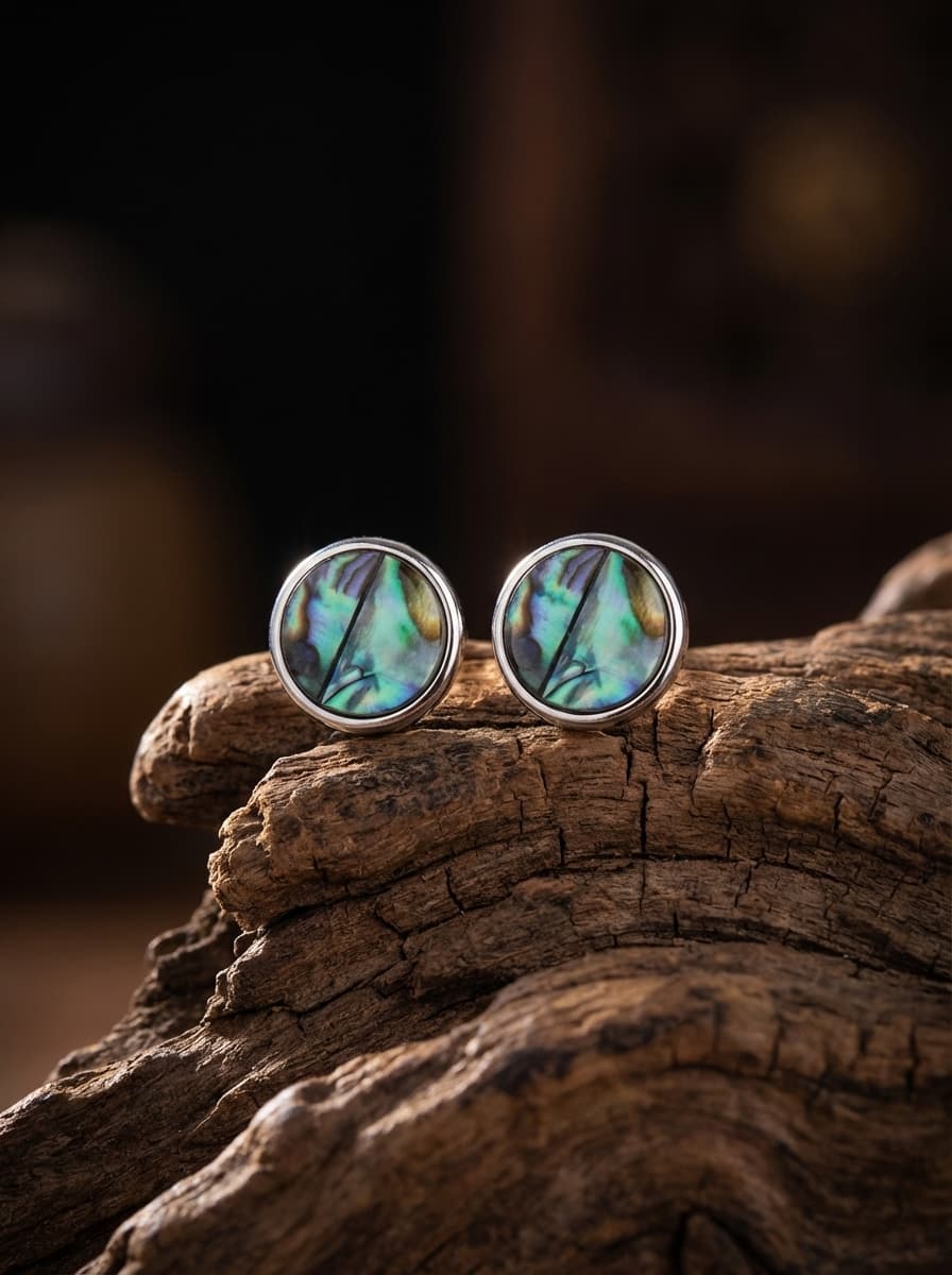 「Spirit of Life」Designer's Original Round Mother-of-Pearl Earrings