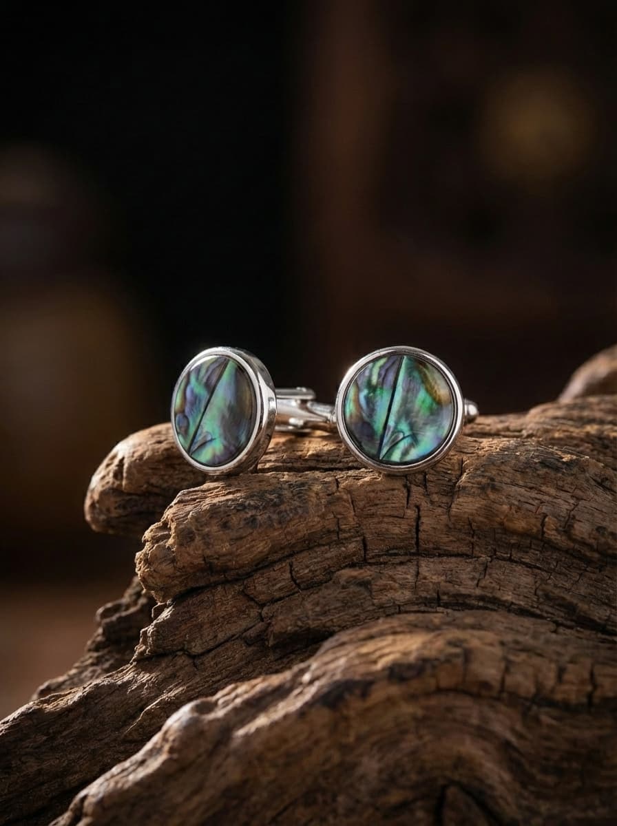「Spirit of Life」Designer's Original Round Mother-of-Pearl Earrings