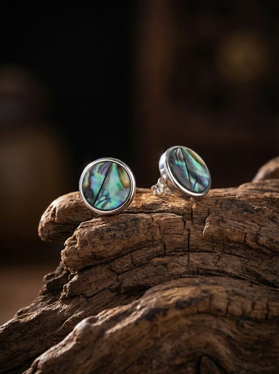 「Spirit of Life」Designer's Original Round Mother-of-Pearl Earrings
