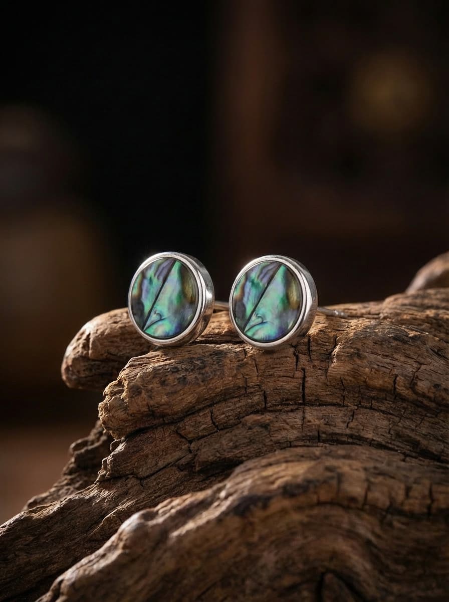 「Spirit of Life」Designer's Original Round Mother-of-Pearl Earrings