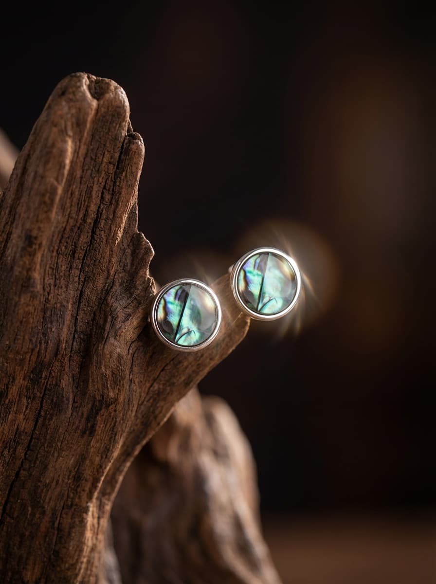「Spirit of Life」Designer's Original Round Mother-of-Pearl Earrings