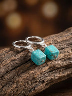 「Round Sky and Square Earth」New Chinese Style Turquoise Square Earrings