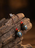 「Zen Style」 New Chinese Style Handmade Tiger's Eye Stone Earrings