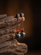「Zen Style」 New Chinese Style Handmade Tiger's Eye Stone Earrings