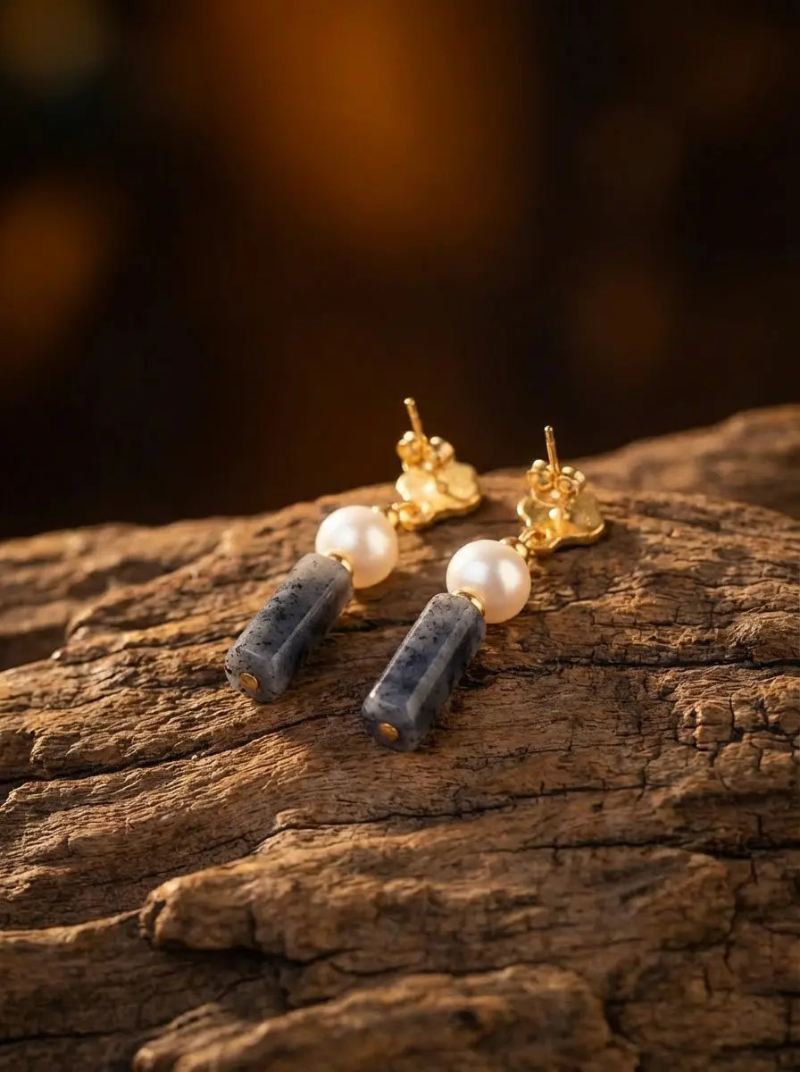 「Heaven and Earth Round and Square」 Chinese Style Reproduction Cloud Pattern Earrings