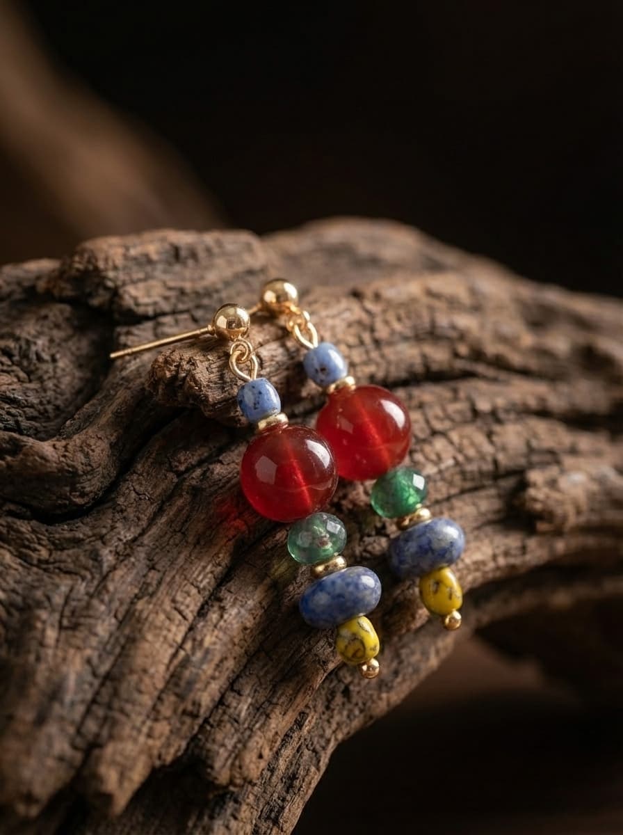 「Tibetan Style」Original Tibetan Color-Blocking Agate Earrings