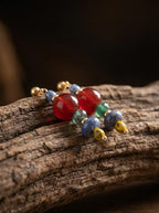 「Tibetan Style」Original Tibetan Color-Blocking Agate Earrings