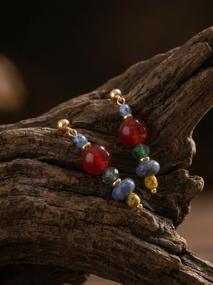 「Tibetan Style」Original Tibetan Color-Blocking Agate Earrings