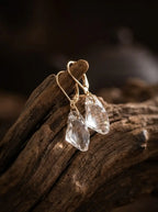 「Wish Stone」Designer's Original Irregular White Crystal Earrings