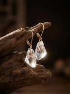 「Wish Stone」Designer's Original Irregular White Crystal Earrings